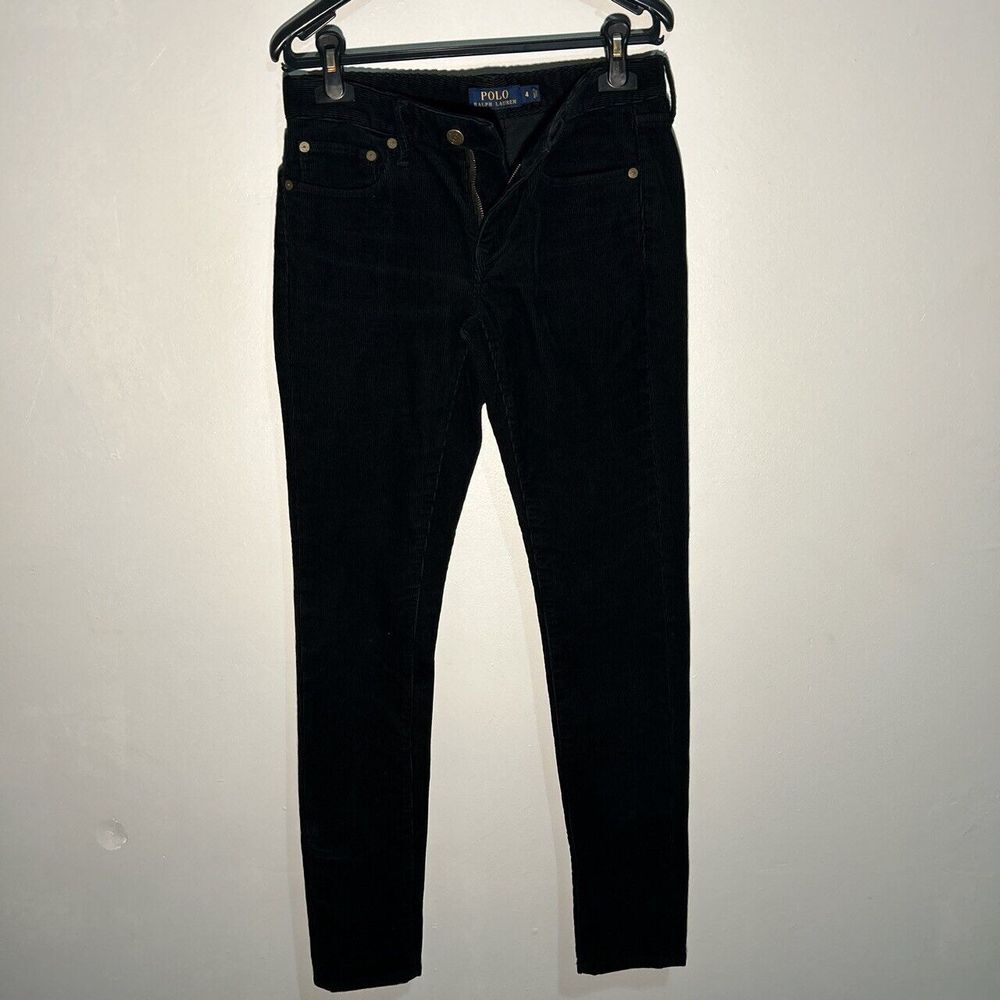 Ralph Lauren Chaps BLACK Corduroy SLIM Bottom Pants Size‎ 4